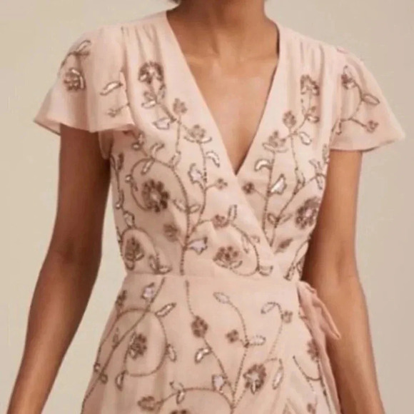 NWT Anthropologie BHLDN Plymouth Wrap Maxi Dress MOB Wedding Cocktail Cream Tan - Picture 3 of 11